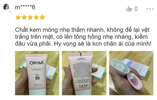 Kem chống nắng Okame review từ người dùng