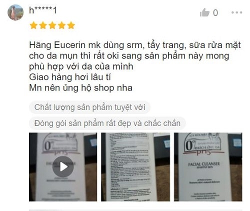 Sữa rửa mặt Eucerin pH5 review từ khách hàng